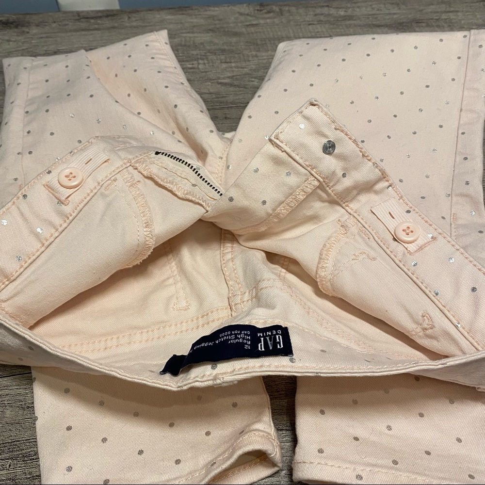 Girls Gap Jeans Pink W/ Silver Polka Dots - Picture 6 of 11